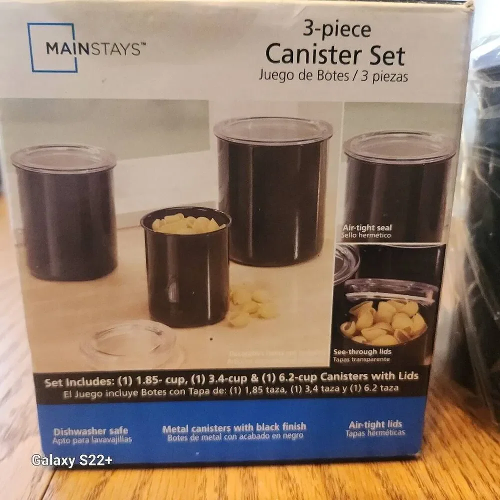 Mainstays 3 piece canister set, new
